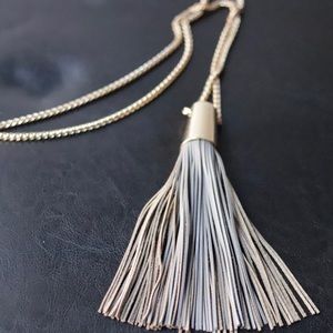 Gold Chain With Leather Fringe